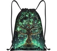 Sacs De Sport À Cordon Arbre Vert Magique Sac À Dos Scolaire Unisexe Sac De Gym Coloré Sacs À Cordon De Serrage pour Yoga Natation Sport 36X42Cm