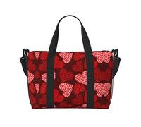 Sacs de sport à motif cœurs rouges pour voyage - Sacs de voyage légers pour articles personnels, sacs de sport pour homme et femme, noir, One Size