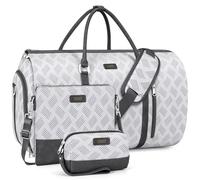 Sacs de sport convertibles pour voyage - Sacs à vêtements avec trousse de toilette, grands sacs de week-end pour femmes et hommes 2 en 1 à suspendre, Gris Blanc 4 pièces, Sac de sport convertible