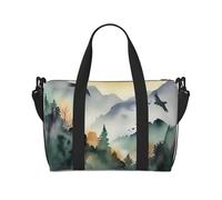 Sacs de sport petits animaux scandinaves sac de nuit avec compartiment à chaussures pour homme et femme, Aquarelle oiseaux de montagne, Taille unique
