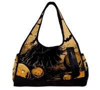 Sacs de sport, sac de sport pour homme, sac d'entraînement, sac de voyage pour yoga, entraînement, Halloween chauve-souris de nuit Jack-O-Lantern, Motif 2055, 47x16.5x27cm(18.5x6.5x10.6in)