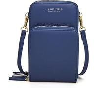 Sacs De Téléphone à Bandoulière pour Femmes, Sac De Téléphone Portable en Cuir PU, Sac De Messager Fermeture éclair Petit Sac à Bandoulière à Bandoulière Bracelet, Dark Blue