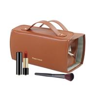 Sacs de Toilette pour Femmes Voyageuses - 4 en 1 Grande Capacité Pochette Enroulable Cuir PU avec 4 Compartiments Détachables - Sac Maquillage Voyage - pour Femmes, Maison, Bagages, Soins de la Peau,