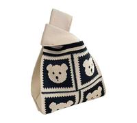 Sacs de transport pour le travail, sacs fourre-tout tricotés mignons | Sac de voyage mignon de grande capacité | Sac de courses léger tricoté à bandoulière avec motif ours pour l'extérieur, beige