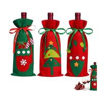 Sacs de vin de Noël, décoration de bouteille en feutre, manchon mignon pour bouteille de vin, décorations de vacances, sac à vin avec cordon de serrage, emballage pratique : présentation éblouissante