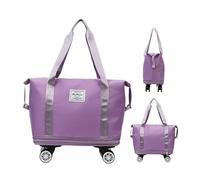 Sacs de voyage à roulettes - Sac de voyage à roulettes - Bagages souples - Sac de voyage pliable - Ensemble de sacs de voyage extensibles et pliables - Grand bagage à roulettes amovible, violet, Voir