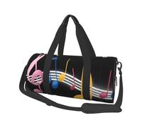 Sacs de voyage et de sport colorés avec notes de musique de grande capacité, poignées en forme d'anneau sur le dessus, sacs à main et sacs à bagages ronds pouvant être utilisés par les hommes et les