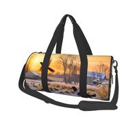 Sacs de voyage et de sport de grande capacité avec poignées en forme d'anneau sur le dessus, sacs à main et sacs à bagages ronds pouvant être utilisés par les hommes et les femmes, Noir , Taille