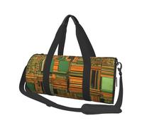 Sacs de voyage et de sport de grande capacité, motif ethnique africain, poignées en forme d'anneau, sacs à main et sacs ronds pour le week-end, peuvent être utilisés par les hommes et les femmes, Noir