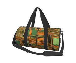 Sacs de voyage et de sport de grande capacité, motif ethnique africain, poignées en forme d'anneau, sacs à main et sacs ronds pour le week-end, peuvent être utilisés par les hommes et les femmes, Noir