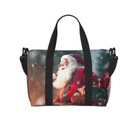 Sacs de voyage imprimés cadeaux de Père Noël, grands sacs à bandoulière, sacs à main, sacs spacieux, sacs de sport, noir, taille unique, Noir/blanc, One Size