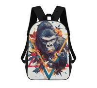 Sacs De Voyage Imprimés En 3D 17inch Colorful Gorilla Portrait with Geometric Shapes Sac À Dos Scolaire Pour Enfants, Sac À Dos Décontracté Pour La Journée, Sac À Dos Tendance Pour Filles Et Femmes
