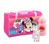 Sacs de voyage Minnie Mouse pour enfants - Ensemble avec sac de voyage Disney Duffle, bouteille d'eau, autocollants et plus encore | Ensemble de sacs de nuit Minnie Mouse pour filles, multicolore