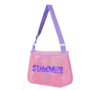 Sacs de voyage ou de friandises d'Halloween, sac de plage unisexe de dessin animé, sac de rangement de jouets en tissu maille, sac à bandoulière unique, sac de rangement coquillage, 18-Pink Summer