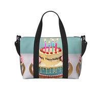 Sacs de voyage polyvalents pour femme avec inscription « Happy Birthday Big Cake » - Sacs de voyage spacieux pour voyage, sacs de sport pour homme, noir, One Size