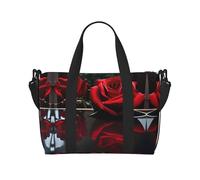 Sacs de voyage polyvalents pour femme avec motif rose miroir rouge - Sacs de sport spacieux pour voyage, sac de sport pour homme, noir, One Size