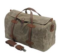 Sacs de Voyage Vintage en Toile de Coton Pur et Cuir, Grande capacité, for Week-End, Voyage, for Homme(Green)