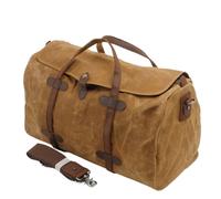 Sacs de Voyage Vintage en Toile de Coton Pur et Cuir, Grande capacité, for Week-End, Voyage, for Homme(Khaki)