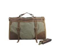 Sacs de voyage vintage rétro en toile et cuir pour homme - Sacs de voyage pour homme - Sac de week-end - Sac fourre-tout de loisirs (vert foncé)