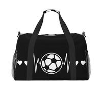Sacs de week-end avec imprimé « I Love Soccer » pour femmes, sacs de voyage, articles personnels, sac de voyage, sac de voyage, accessoires de voyage, Noir , Taille unique