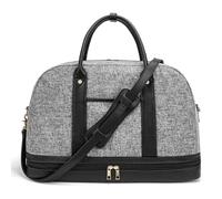 Sacs de week-end en toile pour femme,Grand sac de voyage pour femme,Sac de sport à bandoulière avec compartiment à chaussures,Parfait pour les voyages ou pour un usage quotidien, gris, sac de voyage