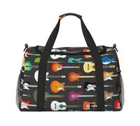 Sacs de week-end imprimés acoustiques et guitares colorées pour femmes, sacs de voyage, articles personnels, sac de voyage, sac de voyage, accessoires de voyage, Noir , Taille unique