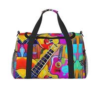 Sacs de week-end imprimés acoustiques et guitares colorées pour femmes, sacs de voyage, articles personnels, sac de voyage, sac de voyage, accessoires de voyage, Noir , Taille unique