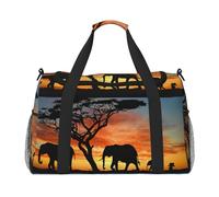 Sacs de week-end imprimés éléphants africains pour femmes, sacs de voyage, articles personnels, sac de voyage, sac de voyage, accessoires de voyage, Noir , Taille unique