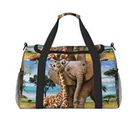 Sacs de week-end imprimés éléphants et girafes pour femmes, sacs de voyage, articles personnels, sac de voyage, sac de voyage, accessoires de voyage, Noir , Taille unique