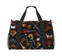 Sacs de week-end imprimés guitares pour femmes, sacs de voyage, articles personnels, sac de voyage, sac de voyage, accessoires de voyage, Noir , Taille unique