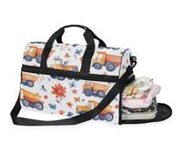 Sacs de week-end pour femme avec compartiment à chaussures Motif dessin animé, Camion à benne Dessin Animé_2, 20.5×13.6×10 inches