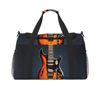 Sacs de week-end pour femme avec imprimé guitares électriques oranges, sacs de voyage, sacs de voyage, accessoires de voyage, Noir , Taille unique