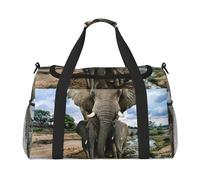 Sacs de week-end pour femme, motif animaux sauvages africains, éléphants, sacs de voyage, accessoires de voyage, Noir , Taille unique