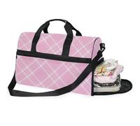 Sacs de week-end pour femme - Motif écossais écossais - Sac de voyage pour femme - Sac de nuit avec compartiment à chaussures, Fleurs de pensées vertes_2, 20.5×13.6×10 inches