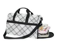Sacs de week-end pour femme - Sac de voyage à carreaux noirs et blancs - Sac de nuit pour femme avec compartiment à chaussures, Fleurs de pensées vertes_2, 20.5×13.6×10 inches