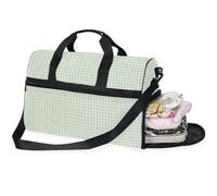 Sacs de week-end pour femme - Sac de voyage pour femme avec compartiment à chaussures - Motif vichy, Fleurs de pensées vertes_2, 20.5×13.6×10 inches