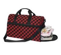 Sacs de week-end pour femme - Sac de voyage pour femme - Motif tartan écossais - Avec compartiment à chaussures, Fleurs de pensées vertes_2, 20.5×13.6×10 inches