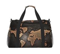 Sacs de week-end rouillés avec imprimé carte du monde pour femme, sacs de voyage, articles personnels, sac de voyage, sac de voyage, accessoires de voyage, Noir , Taille unique