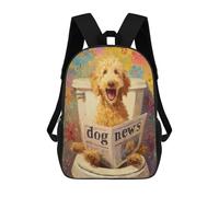 Sacs D'école Imprimés En 3D Pour Enfants 17inch Fluffy Poodle Reading Dog News Sac À Dos De Voyage Léger Sac À Livres Pour Enfants Garçons Et Filles