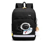 Sacs d'école pour Enfants garçons Filles école Primaire, 6-10 Ans 1-3 Classes étudiants étanche Campus Femme Livre de Voyage Sac à Dos de Bande dessinée avec Un Design réfléchissant (Black,L)