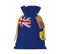 Sacs d'emballage avec cordon de serrage imprimé drapeau des îles Turques et Caïques pour le rangement de paquets de Noël, fournitures de fête de Noël