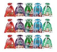 Sacs d'Emballage de Noël | 15 Pièces Sachet Réutilisable,Sac À Cordon Pour Bonbons De Fêtes | Pour Adultes Amis Mariages Rassemblements Biscuits Snack Bonbons