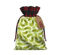 Sacs d'emballage de noël imprimés cornichons à l'aneth Sushi, cordon de serrage avec sacs-cadeaux, cadeaux de noël et fête
