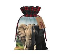 Sacs d'emballage de noël imprimés éléphant d'afrique, sacs-cadeaux avec cordon de serrage, cadeaux et faveurs de fête de noël