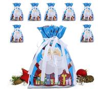 Sacs d'emballage de Noël - Sac cadeau avec cordon de serrage en huit pièces pour la maison | Enveloppe des cadeaux de vacances pour adultes et, motifs adaptés à un mariage ou une sall