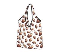 Sacs d'épicerie réutilisables avec poignées Motif rugby, Noir/blanc, 2 PCS