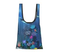 Sacs d'épicerie réutilisables et lavables avec motif dauphins du monde sous-marin - Sac de courses écologique - Sac de courses - Chargement quotidien