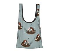 Sacs d'épicerie réutilisables et lavables avec motif libellule - Pliable dans une pochette écologique - Pour le chargement quotidien