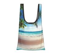 Sacs d'épicerie réutilisables et lavables avec motif palmier tropical hawaïen, sac de courses écologique pliable dans une pochette