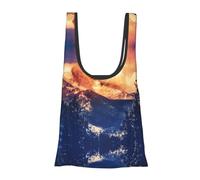 Sacs d'épicerie réutilisables, pliables, lavables et pliables dans une pochette écologique - Motif nature, soleil, collines enneigées et arbres